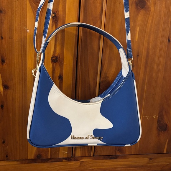House of Sunny Handbags - House of Sunny Navy and Cream Shoulder Bag